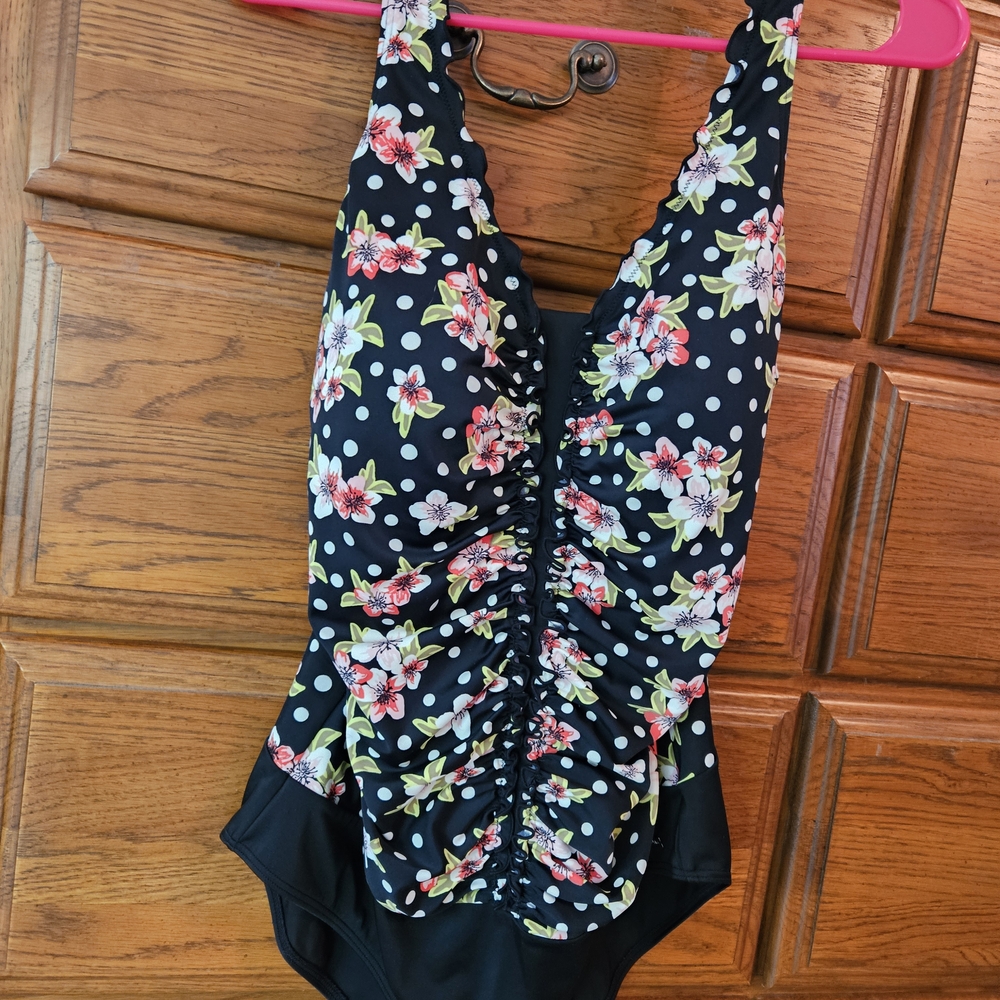 Floral Black One Piece Swimsuit